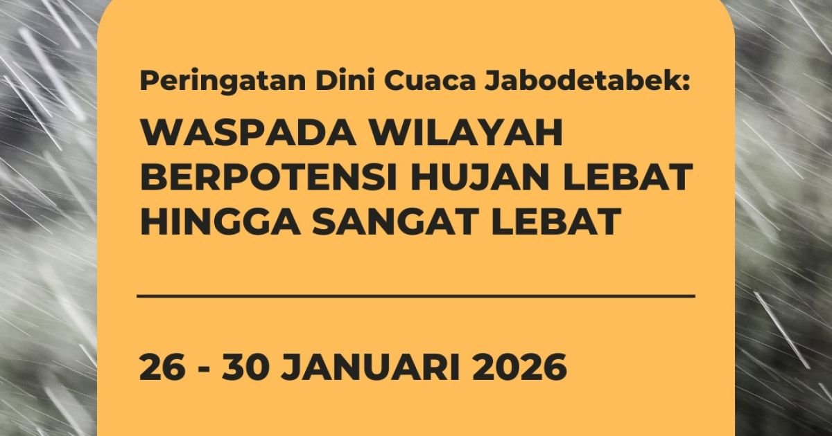 Keterangan foto: Gambar peringatan dini Jabodetabek yang diunggah melalui akun Instagram InfoBMKG.
