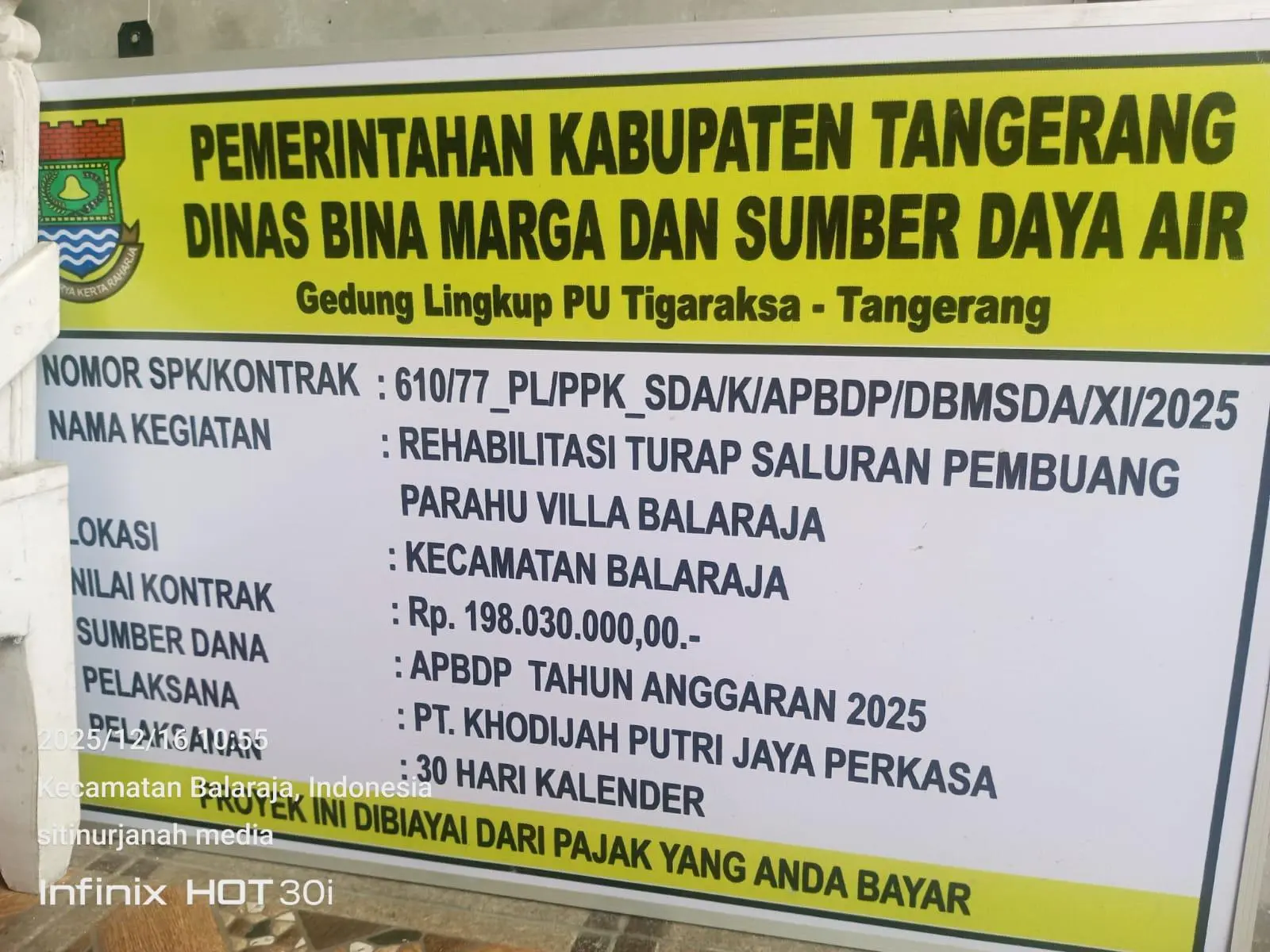 Parah, Wartawan di Cap Tukang Gorengan oleh Oknum Pelaksana Proyek di Tangerang